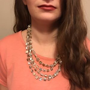 Natural stone necklace with clear beads